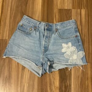 Levi's Blue Distressed Jean Shorts